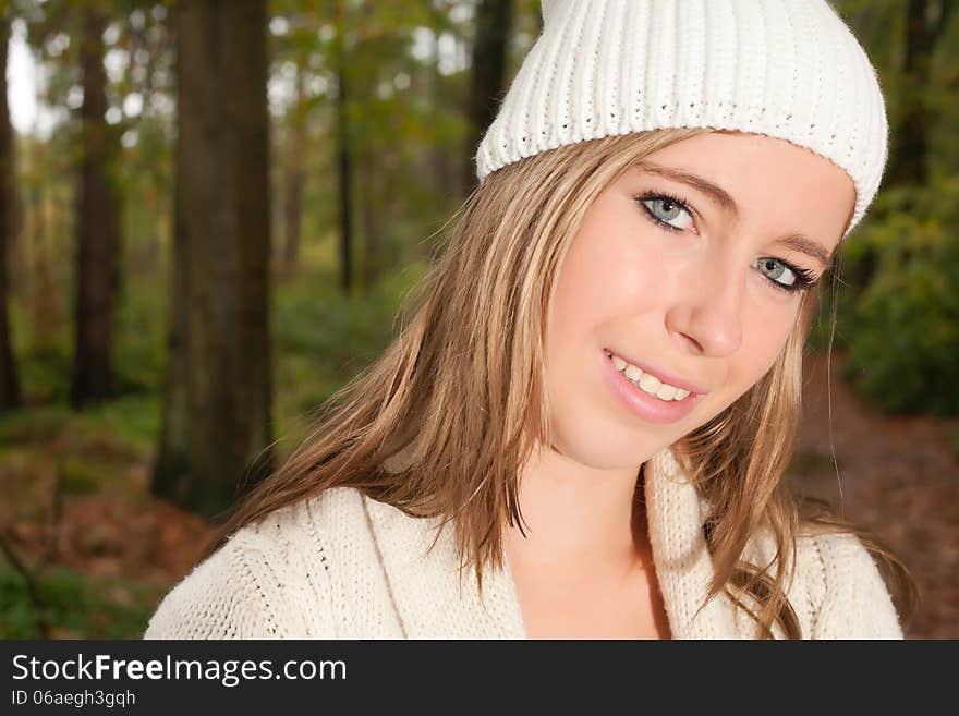 Girl portrait in the forest while its raining. Girl portrait in the forest while its raining