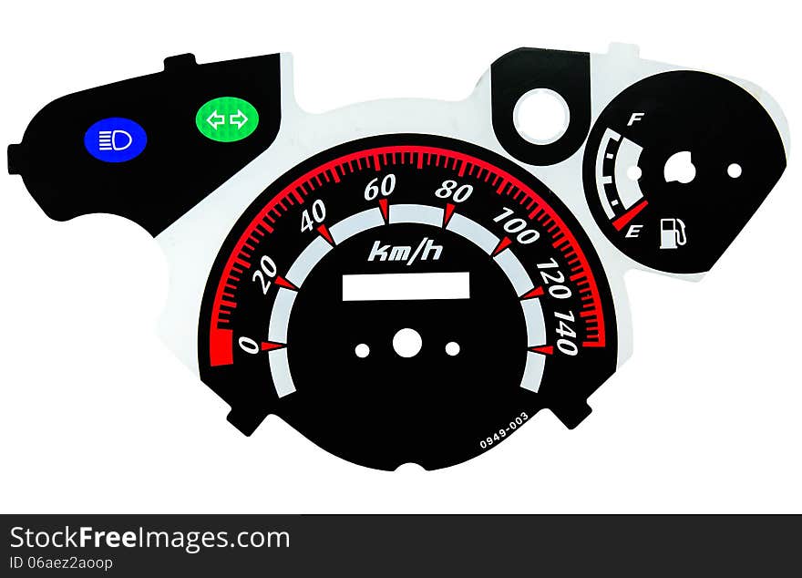 Motorcycle tachometer isolated on white background