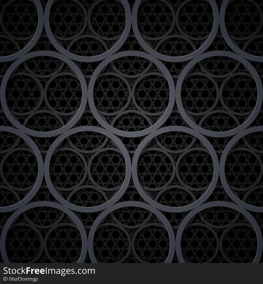 Abstract dark grey metal circles vector background