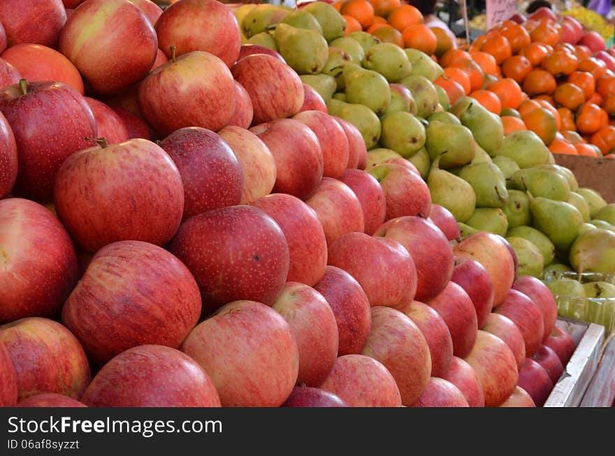 Market stand of fresh fruits