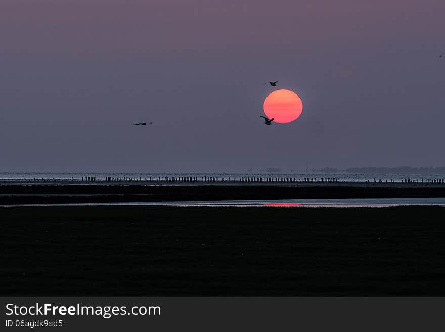 Sunset over the Waddensea