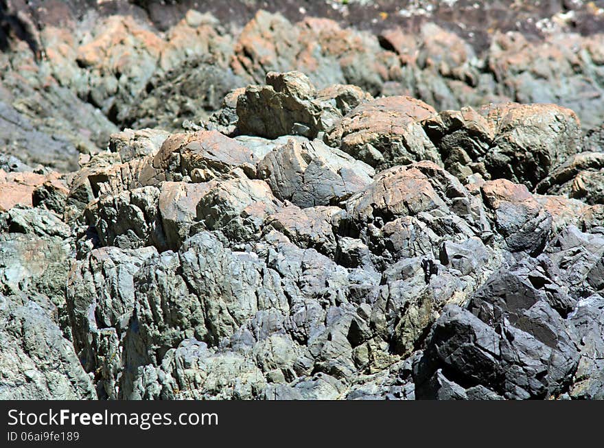 Rock layers in may colors.
