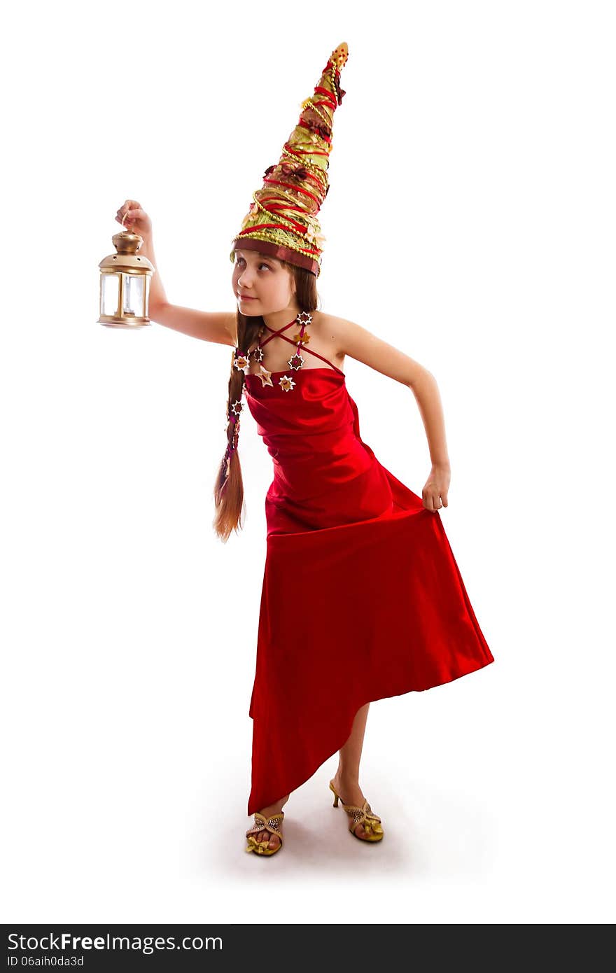 Christmas Girl In A Carnival Red Dress