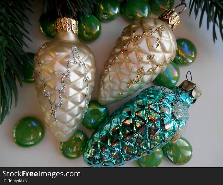 Christmas and New Year decoration pine cones. Christmas and New Year decoration pine cones