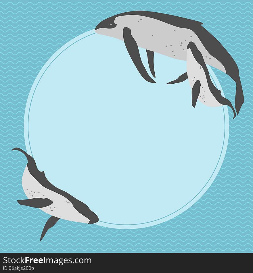 Blue background with whales