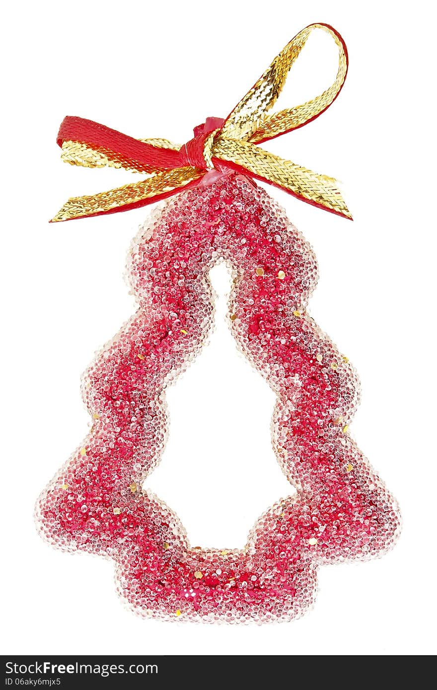 Red christmas tree decoration for design work on white background