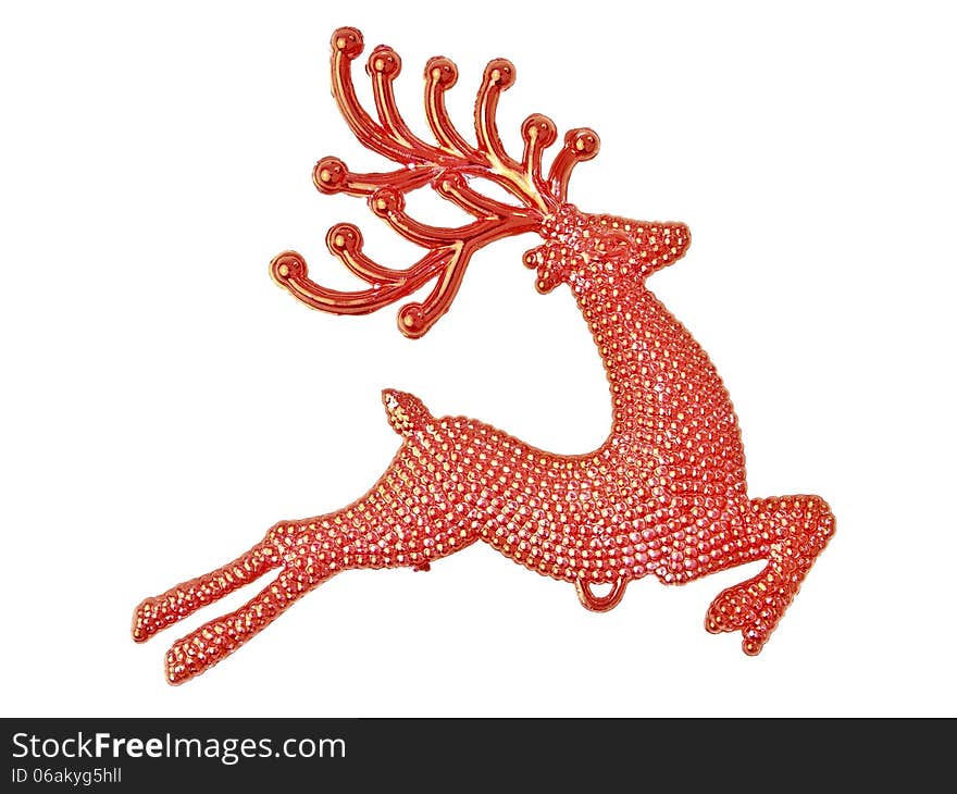 Red reindeer christmas decoration for design work on white background