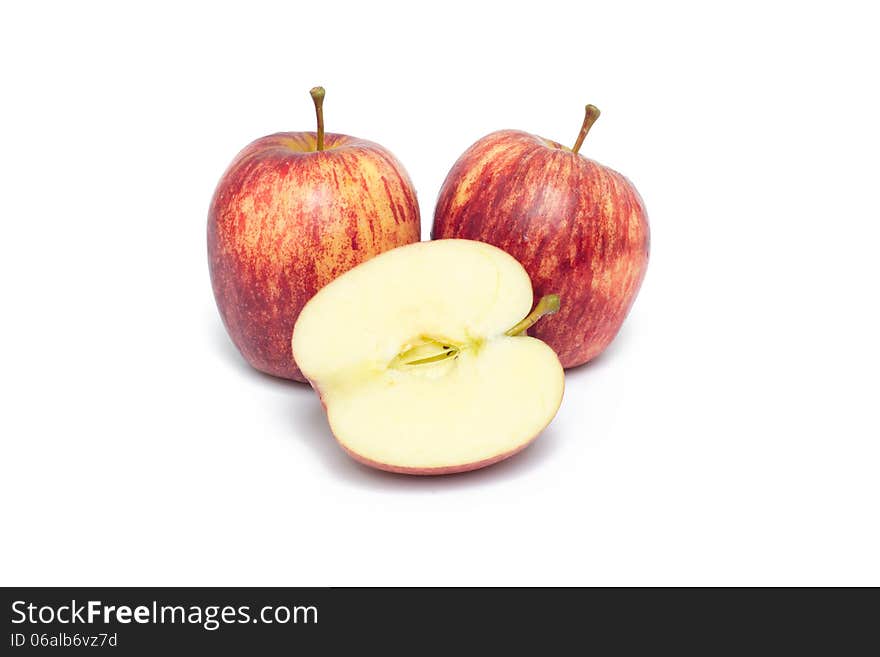 Red apple on a white background.