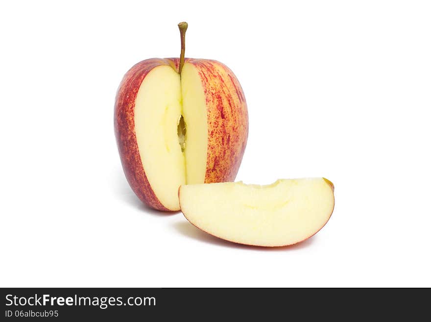 Red apple on a white background.