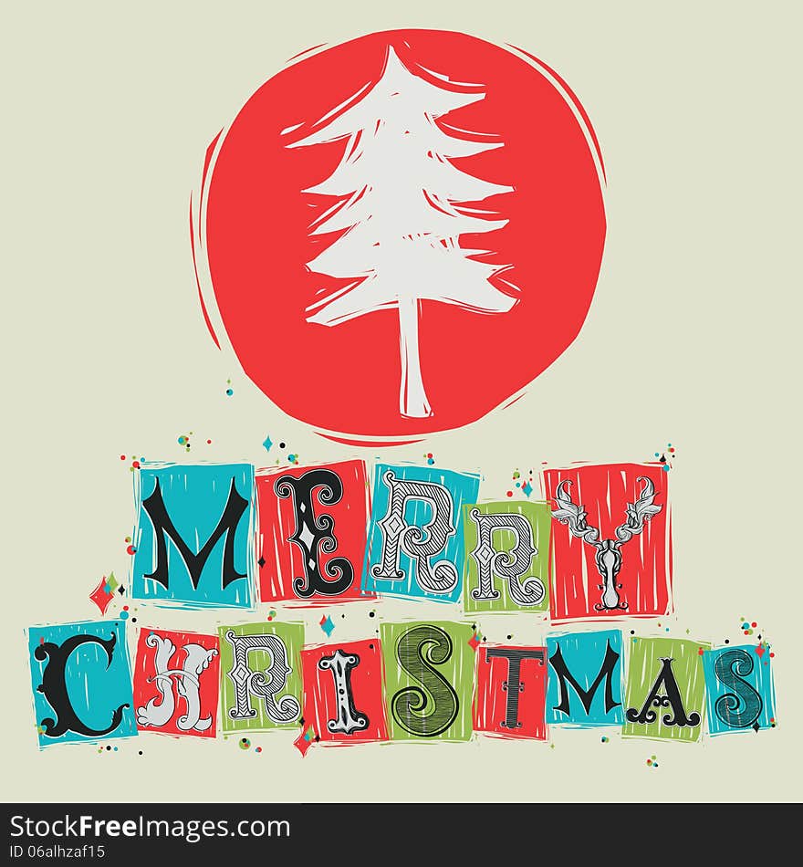 Postcard depicting the Christmas tree, and the font composition. Postcard depicting the Christmas tree, and the font composition.