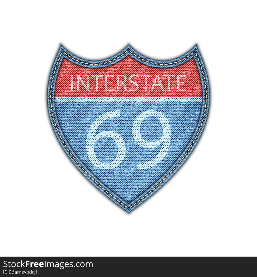 Interstate Highway sign . Denim style. Vector eps10