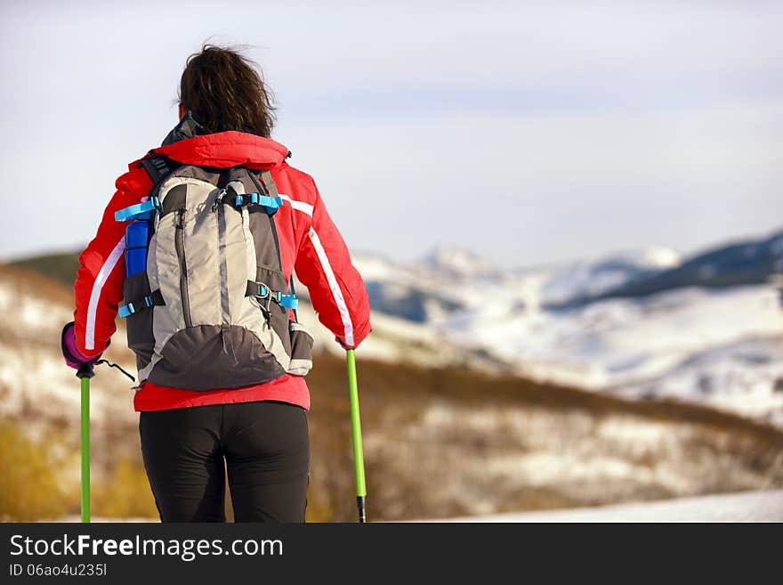 Woman Hiking Rear View