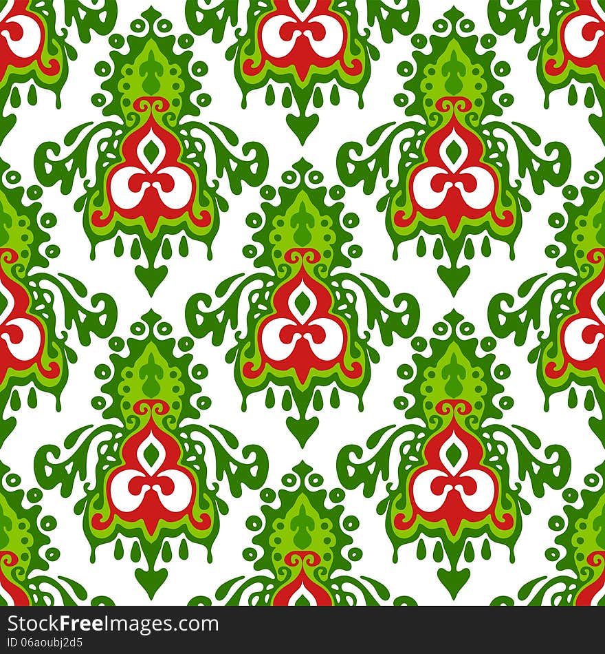 Christmas seamless damask flower. Christmas seamless damask flower