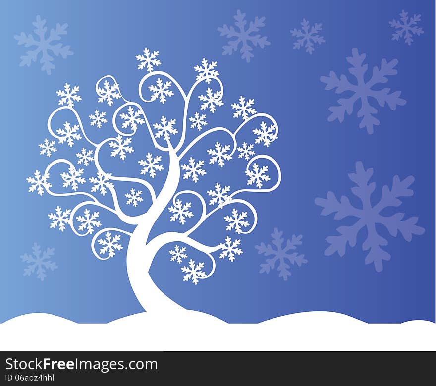 Illustration of a beautiful winter tree.