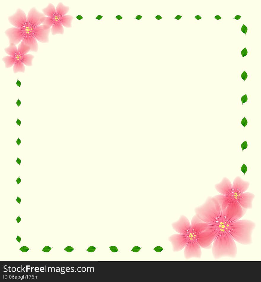 Cute frame with flower and leaves