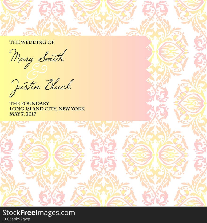 Wedding card or invitation with abstract floral background