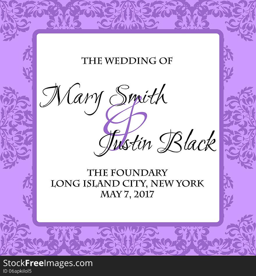 Wedding card or invitation with abstract floral background