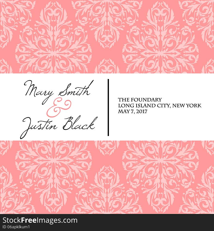 Wedding card or invitation with abstract floral background