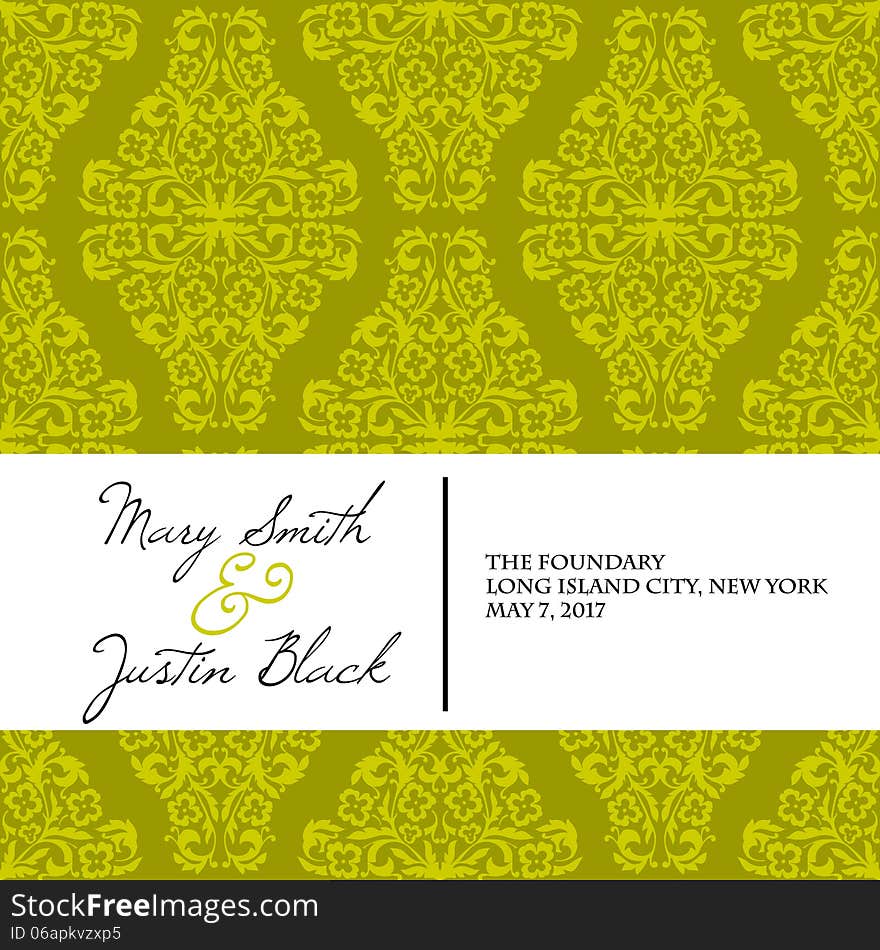 Wedding card or invitation with abstract floral background