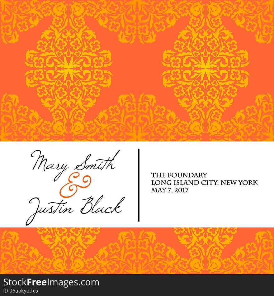 Wedding card or invitation with abstract floral background