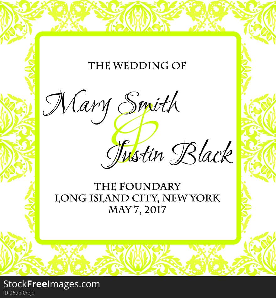 Wedding card or invitation with abstract floral background