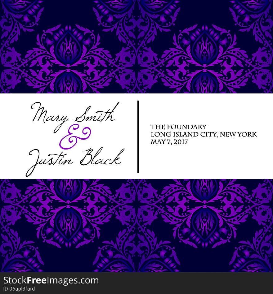 Wedding card or invitation with abstract floral background