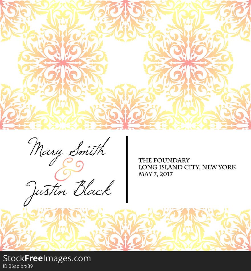 Wedding card or invitation with abstract floral background