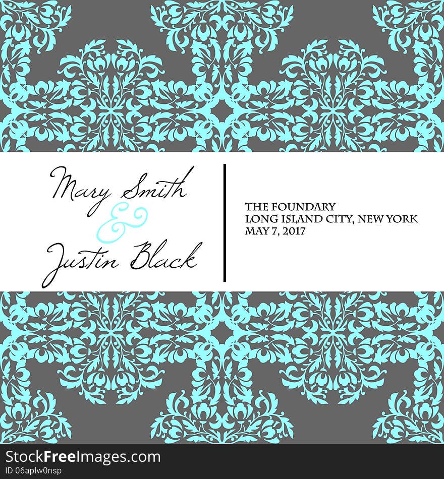 Wedding card or invitation with abstract floral background