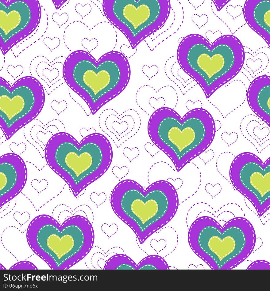 Seamless Background With Color Hearts