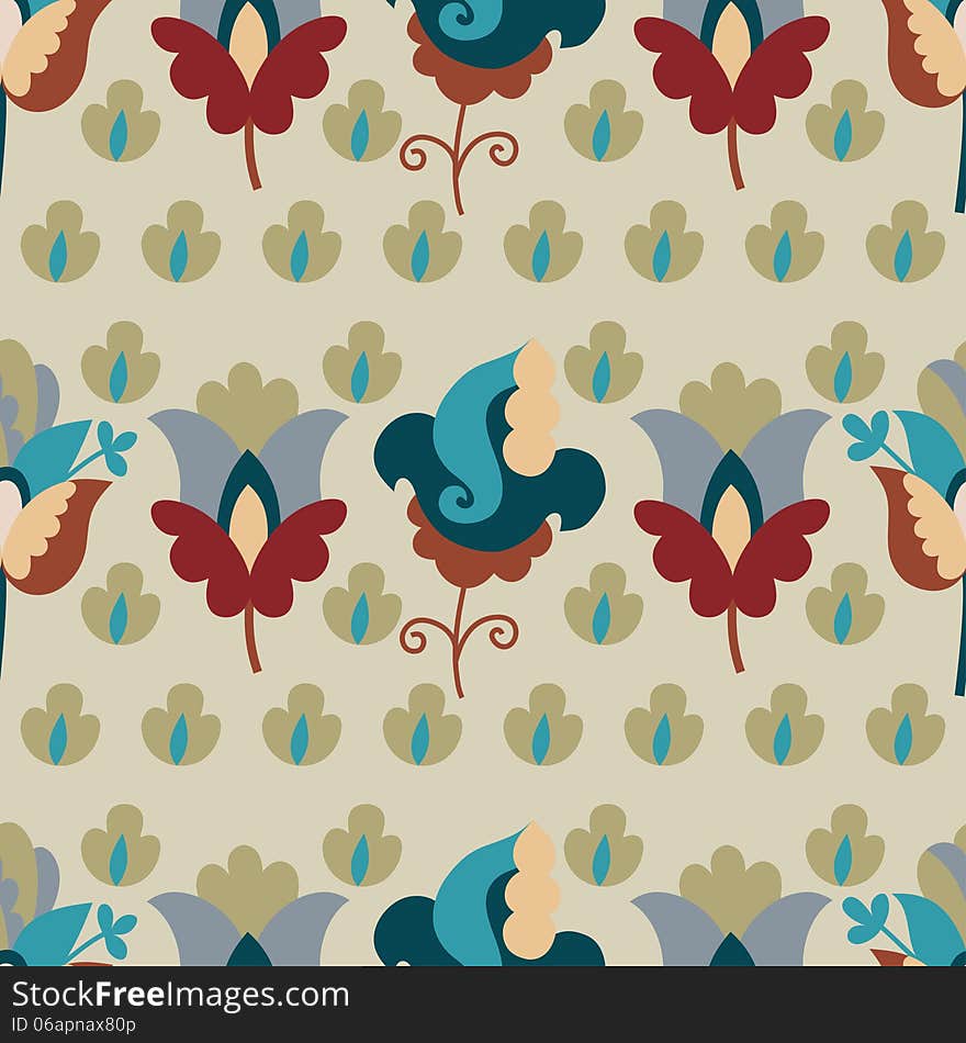 Seamless color flower pattern