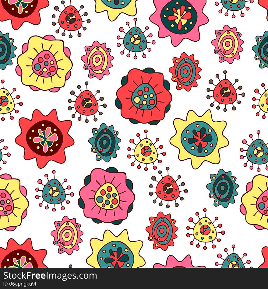 Seamless pattern with abstract flowers