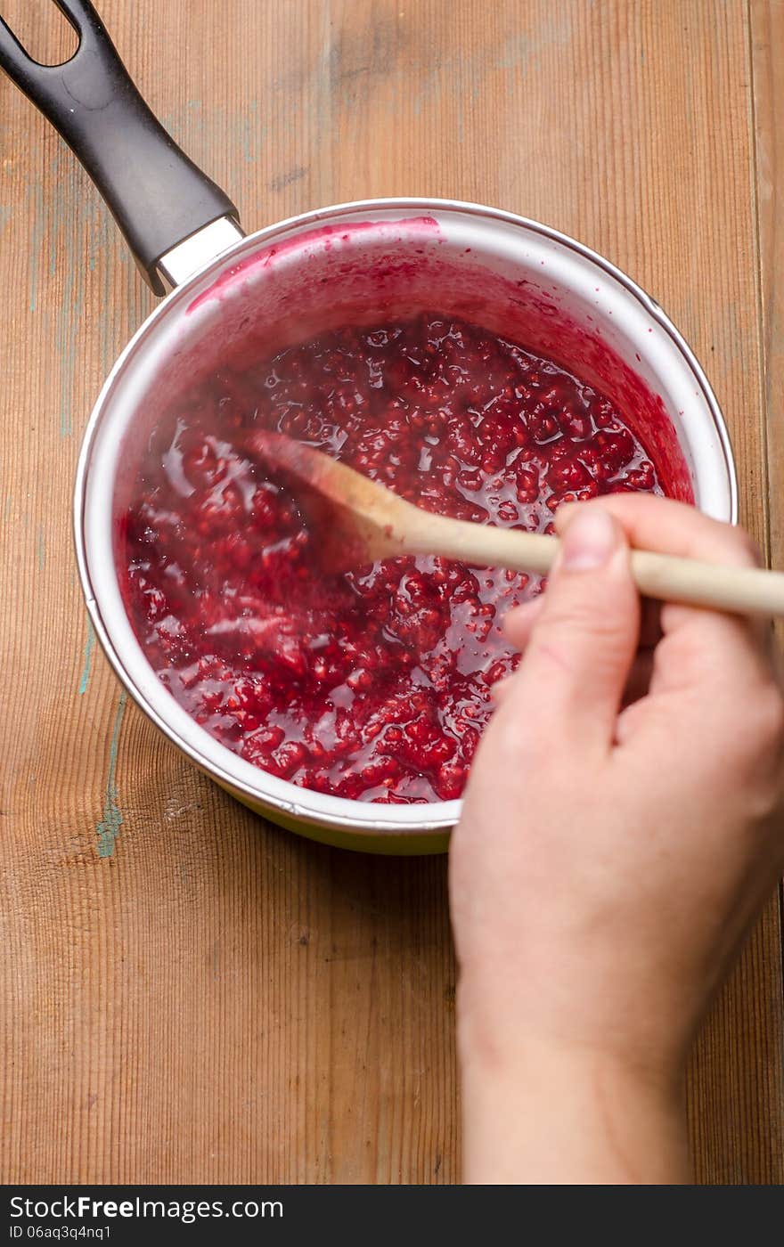 Mixing The Raspberries Jam