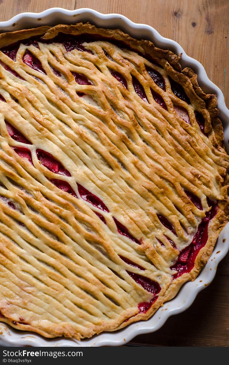 Apples and raspberries tart fresh from the oven. Apples and raspberries tart fresh from the oven