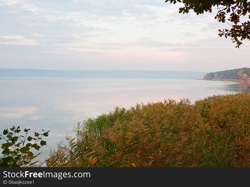 Beautiful view of the lake shore autumn. Beautiful view of the lake shore autumn