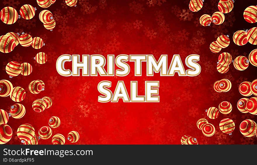 Sale on background with christmas ornaments