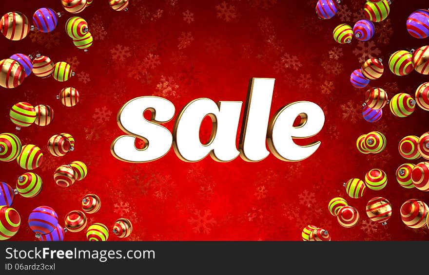 Sale On Background With Christmas Ornaments