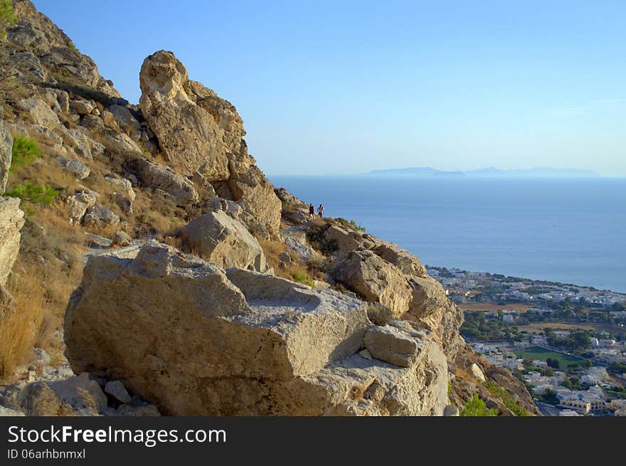 Picture taken from Messa Vouno Mountain, which reaches a height of 356m. above Kamari village Santorini island -one fascinating place. Picture taken from Messa Vouno Mountain, which reaches a height of 356m. above Kamari village Santorini island -one fascinating place.