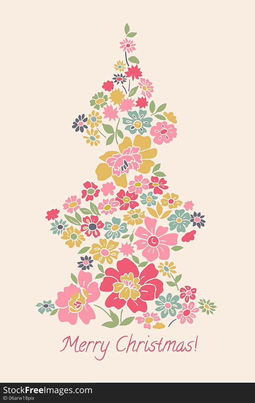 Stylized Christmas tree made of flowers.