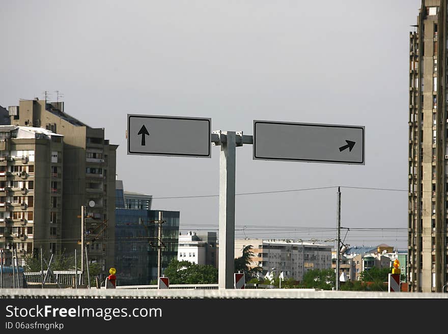 Traffic signs warning signs and traffic lines