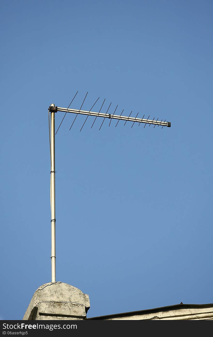 TV antenna aerial on the roof of the sky and