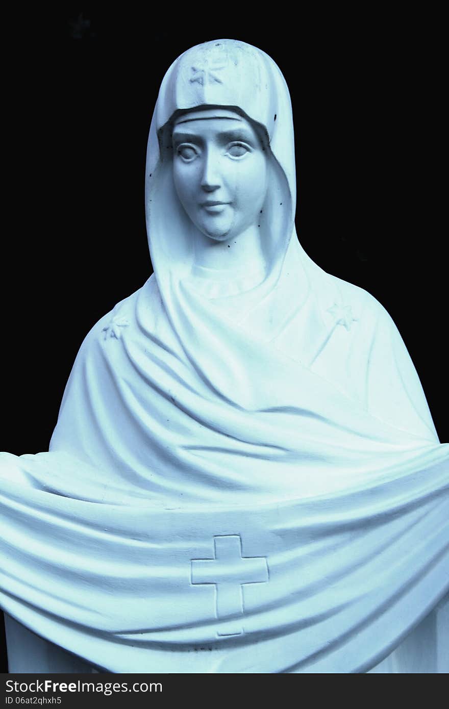 Statue of the Virgin Mary as a symbol of goodness and love