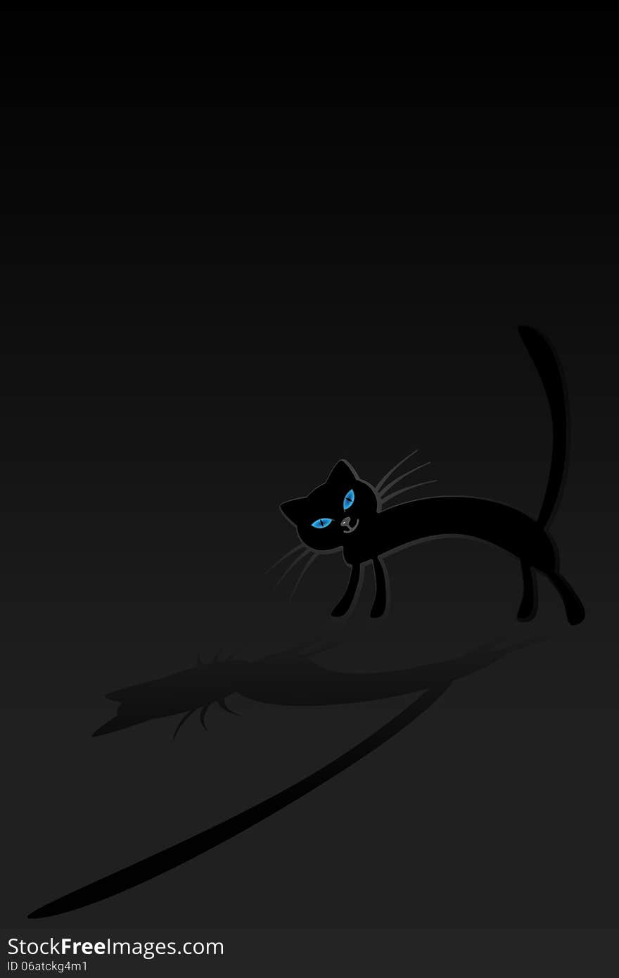 The Black Cat in a dark room