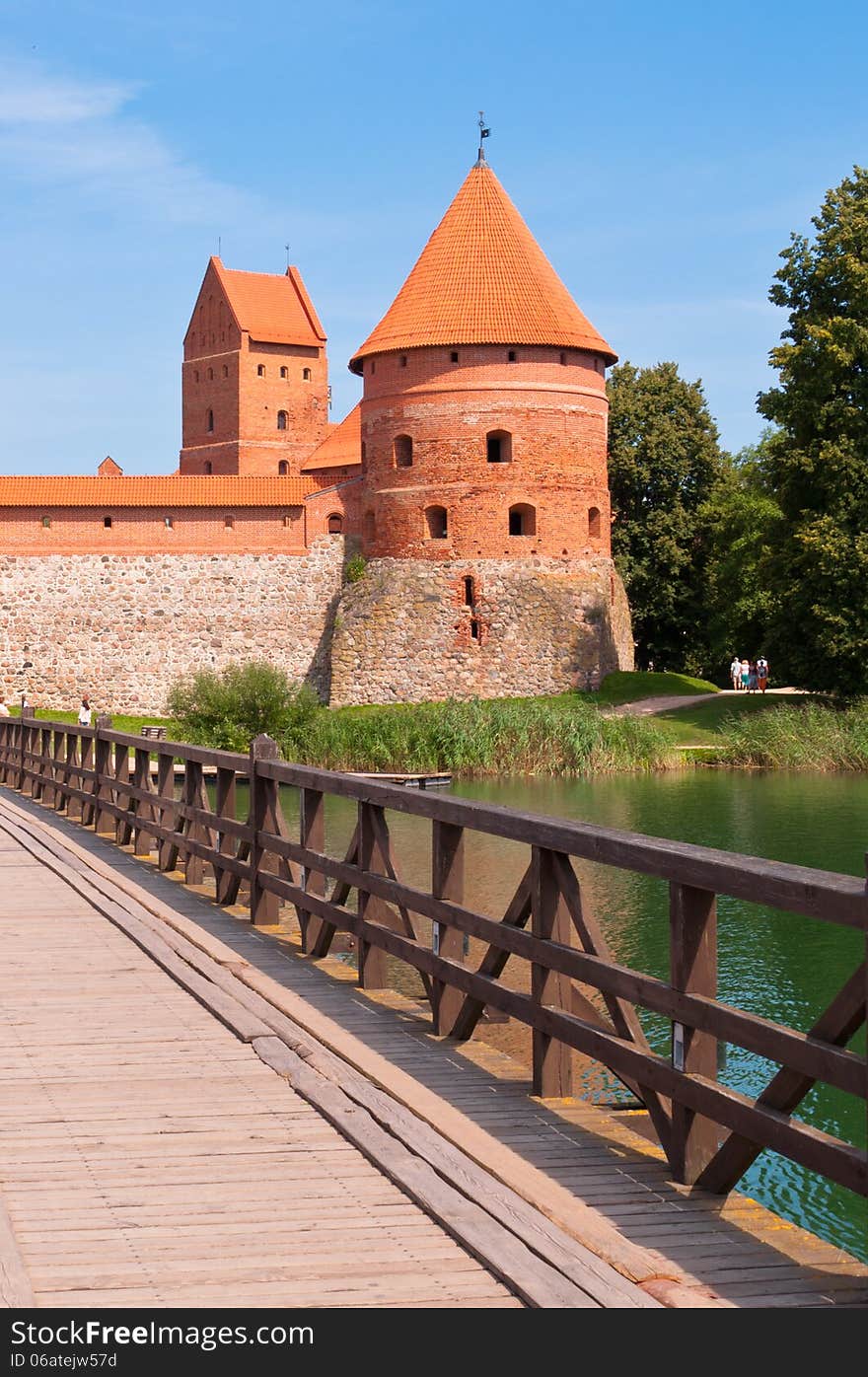 Beautiful Medieval Trakai Castle in an Island in the Lake on a beautiful summer day in Lithuania.