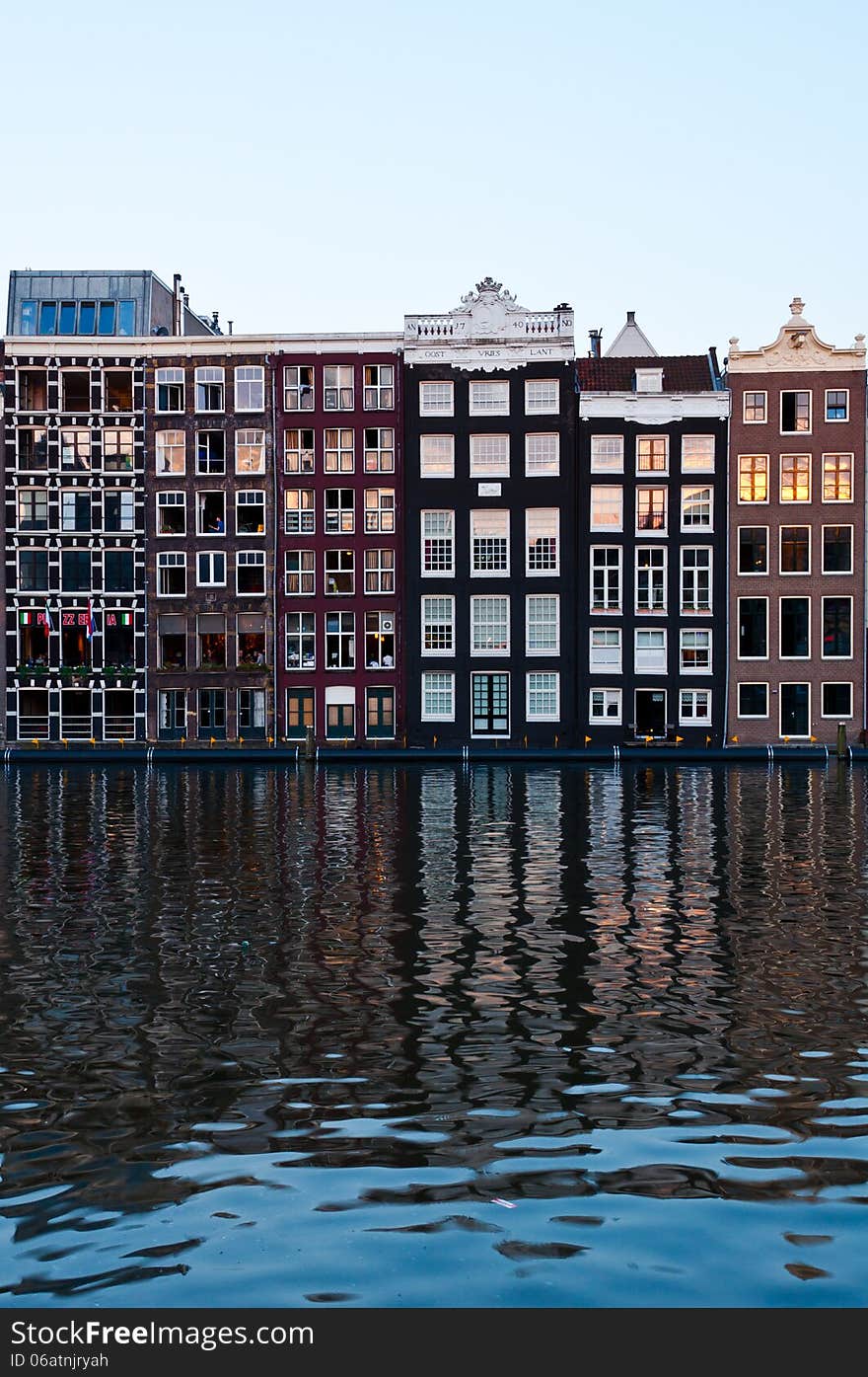 Traditional Dutch Architecture Houses in Amsterdam, The Netherlands.