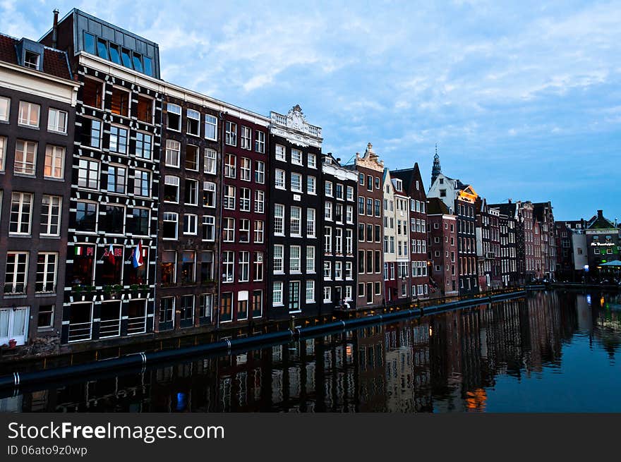 Traditional Dutch Architecture Houses in Amsterdam, The Netherlands.