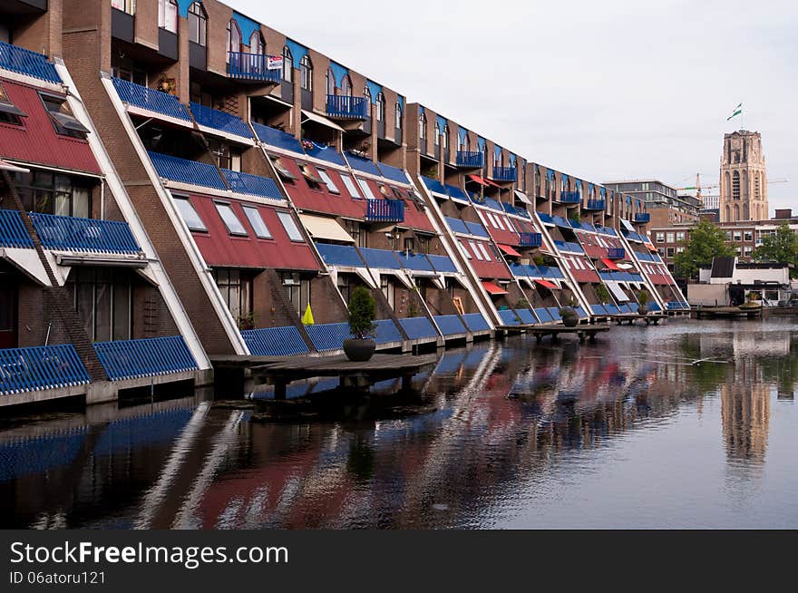 Dutch Houses Reflection on Water