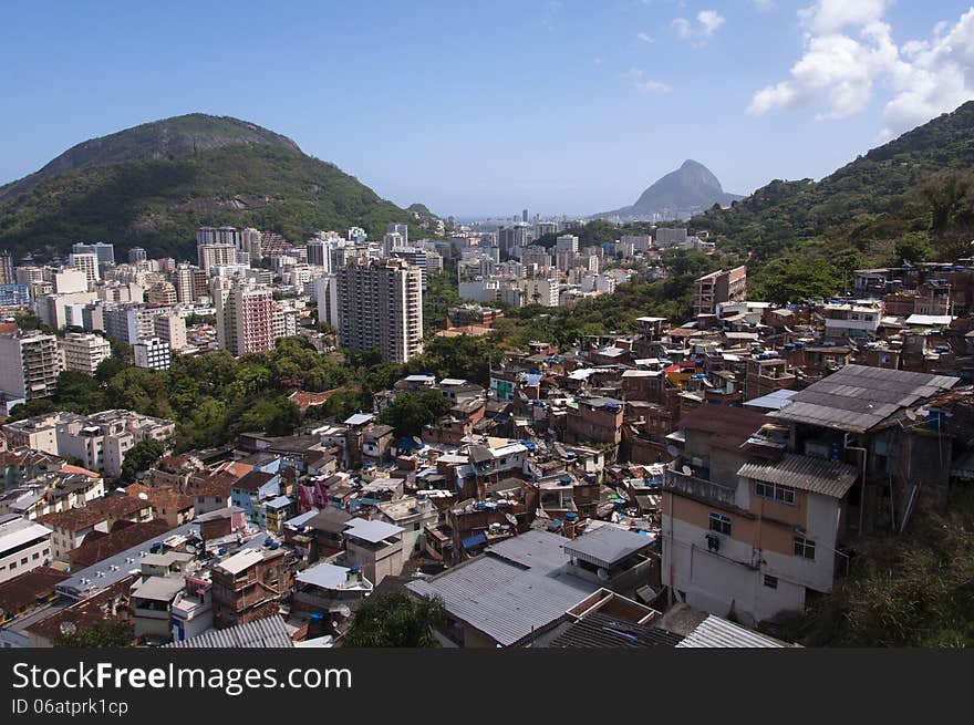 Aerial view of Rio de Janeiro Botafofo district from the Santa Marta slum. Aerial view of Rio de Janeiro Botafofo district from the Santa Marta slum.