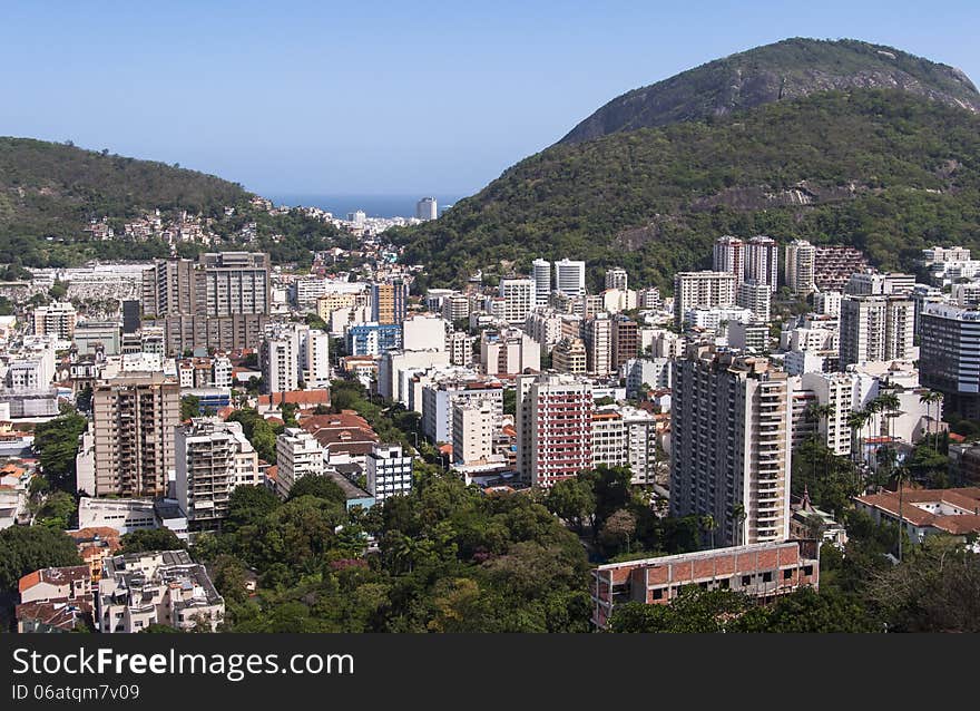 Aerial view of Rio de Janeiro Botafofo district from the Santa Marta slum. Aerial view of Rio de Janeiro Botafofo district from the Santa Marta slum.