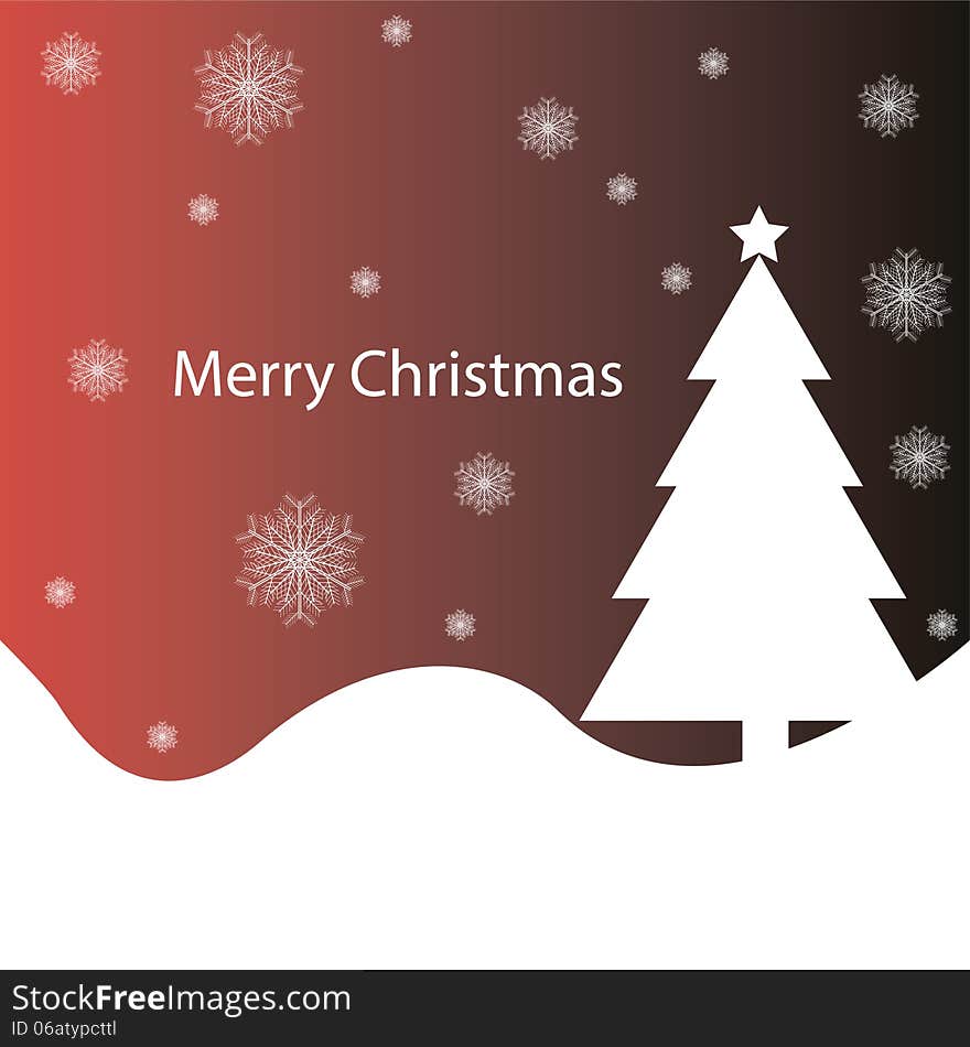 Illustration of Christmas tree and decorative snowflakes on red background. Illustration of Christmas tree and decorative snowflakes on red background.