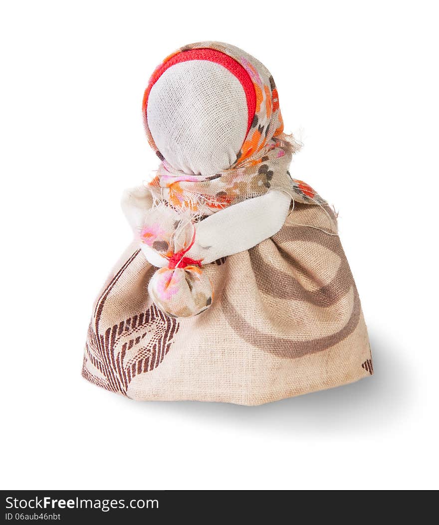 Podorozhnitsa - Russian traditional rag doll isolated on white